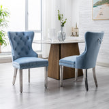 Velvet Upholstered Dining Chairs (Set of 2) with Stainless Steel Legs
