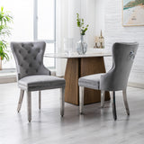 Velvet Upholstered Dining Chairs (Set of 2) with Stainless Steel Legs
