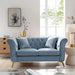 Velvet Upholstered Loveseat Sofa, Living Room Tufted and Wrinkled Fabric Chesterfield Sofa with Scroll Arm & Scroll Back