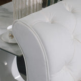 Velvet Upholstered Loveseat Sofa, Living Room Tufted and Wrinkled Fabric Chesterfield Sofa with Scroll Arm & Scroll Back