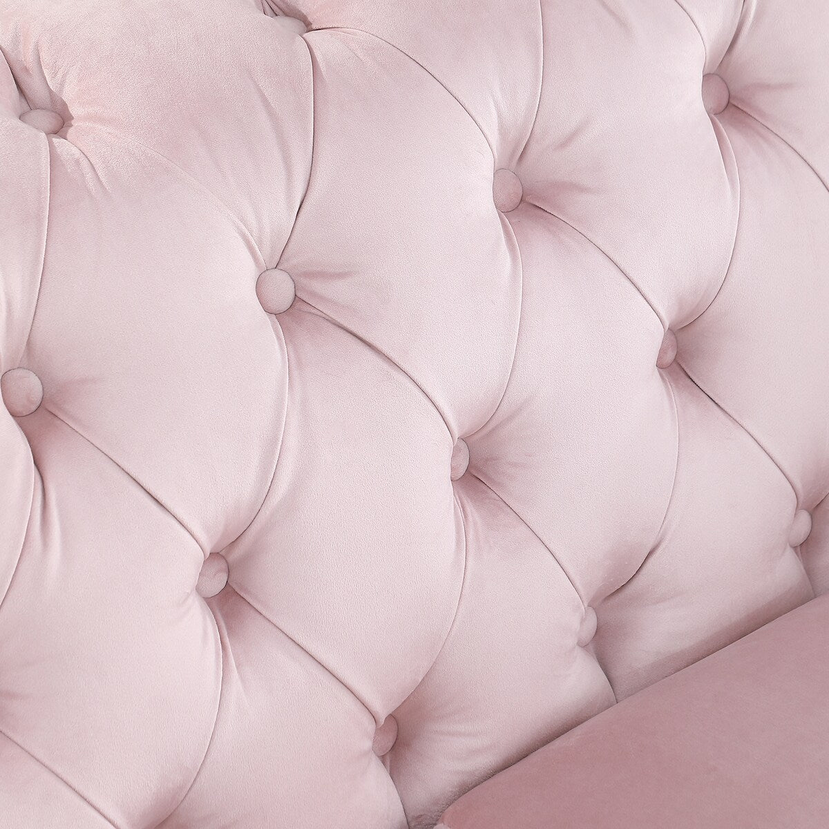 Velvet Upholstered Loveseat Sofa, Living Room Tufted and Wrinkled Fabric Chesterfield Sofa with Scroll Arm & Scroll Back