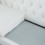 Velvet Upholstered Loveseat Sofa, Living Room Tufted and Wrinkled Fabric Chesterfield Sofa with Scroll Arm & Scroll Back
