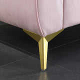 Velvet Upholstered Loveseat Sofa, Living Room Tufted and Wrinkled Fabric Chesterfield Sofa with Scroll Arm & Scroll Back