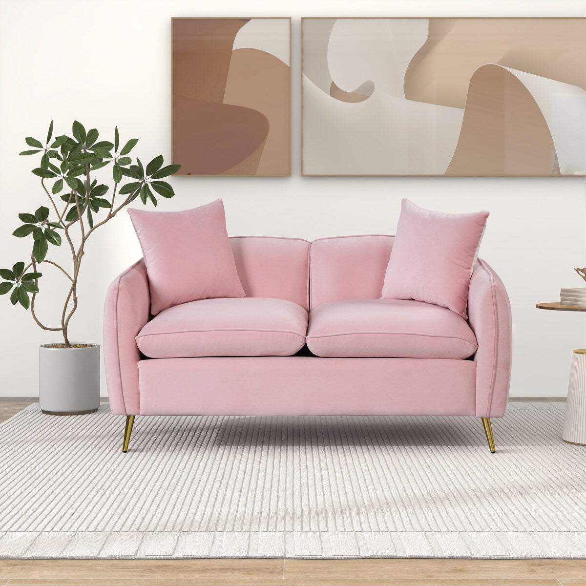 Velvet Upholstered Loveseat Sofa