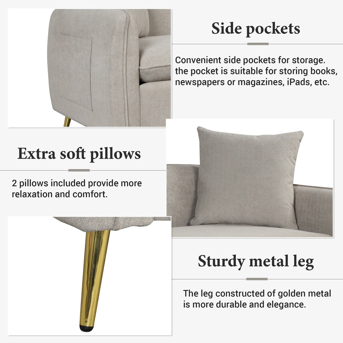 Velvet Upholstered Loveseat Sofa