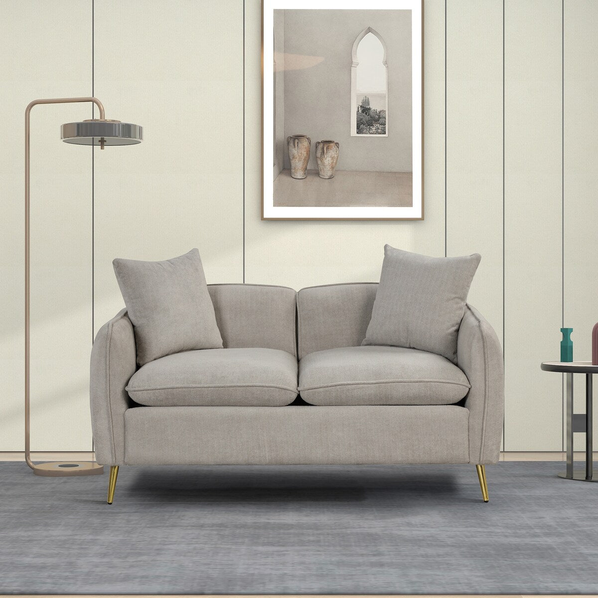 Velvet Upholstered Loveseat Sofa