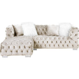 Velvet Upholstered Sectional Sofa with 4 Pillows