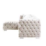 Velvet Upholstered Sectional Sofa with 4 Pillows