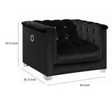 Velvet Upholstered Wooden Chair with Crystal Tufted Back, Black