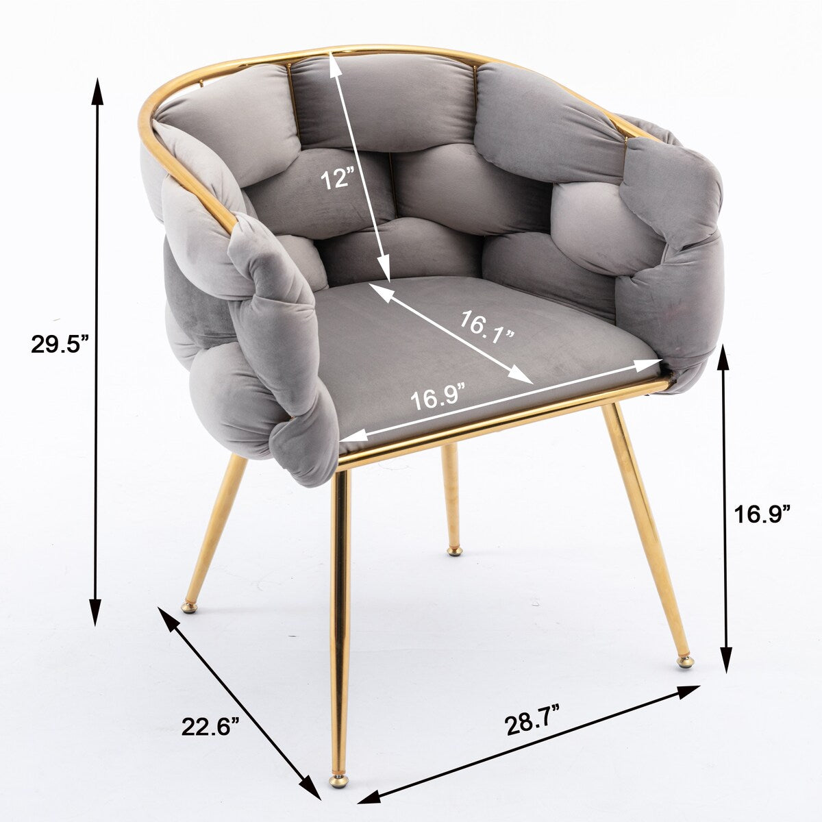 Velvet Upholstery Accent Arm Chairs Leisure Single Sofa Side Chair Dining Chair with Gold-Plated Legs for Livingroom (Set of 2)