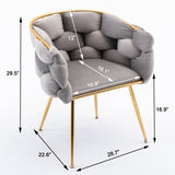 Velvet Upholstery Accent Arm Chairs Leisure Single Sofa Side Chair Dining Chair with Gold-Plated Legs for Livingroom (Set of 2)