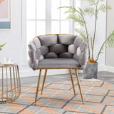 Velvet Upholstery Accent Arm Chairs Leisure Single Sofa Side Chair Dining Chair with Gold-Plated Legs for Livingroom (Set of 2)
