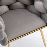 Velvet Upholstery Accent Arm Chairs Leisure Single Sofa Side Chair Dining Chair with Gold-Plated Legs for Livingroom (Set of 2)