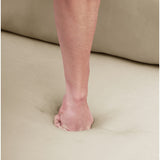 Velvet living room sofa. Rose gold sofa, metal feet