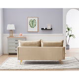 Velvet living room sofa. Rose gold sofa, metal feet
