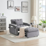 Velvet sofabed with side table,3-in-1 pull-out sofa with adjustable back,futon sofa,2 pockets,pillows,convertible single sofa