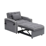Velvet sofabed with side table,3-in-1 pull-out sofa with adjustable back,futon sofa,2 pockets,pillows,convertible single sofa
