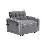Velvet sofabed with side table,3-in-1 pull-out sofa with adjustable back,futon sofa,2 pockets,pillows,convertible single sofa