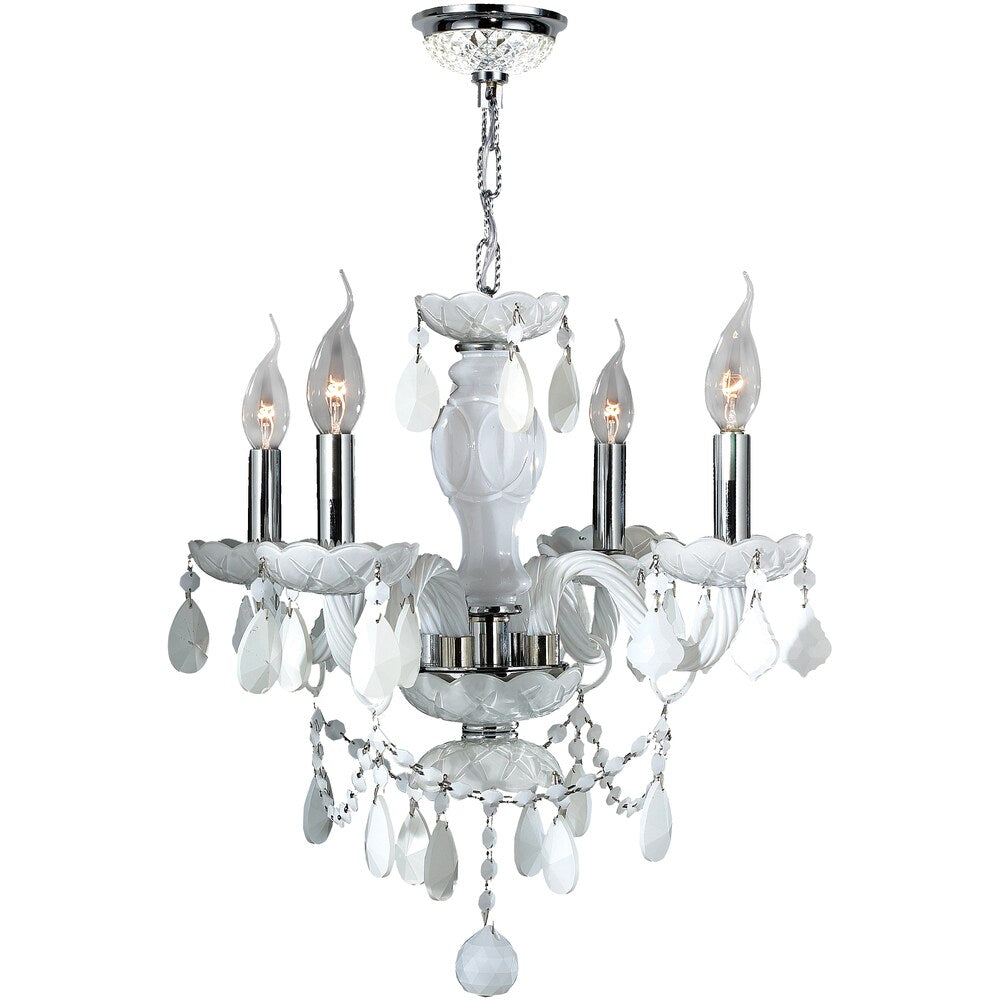 Venetian Italian Style 4 Light Chrome Finish and White Crystal Chandelier Medium 17" x 18"
