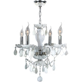 Venetian Italian Style 4 Light Chrome Finish and White Crystal Chandelier Medium 17" x 18"