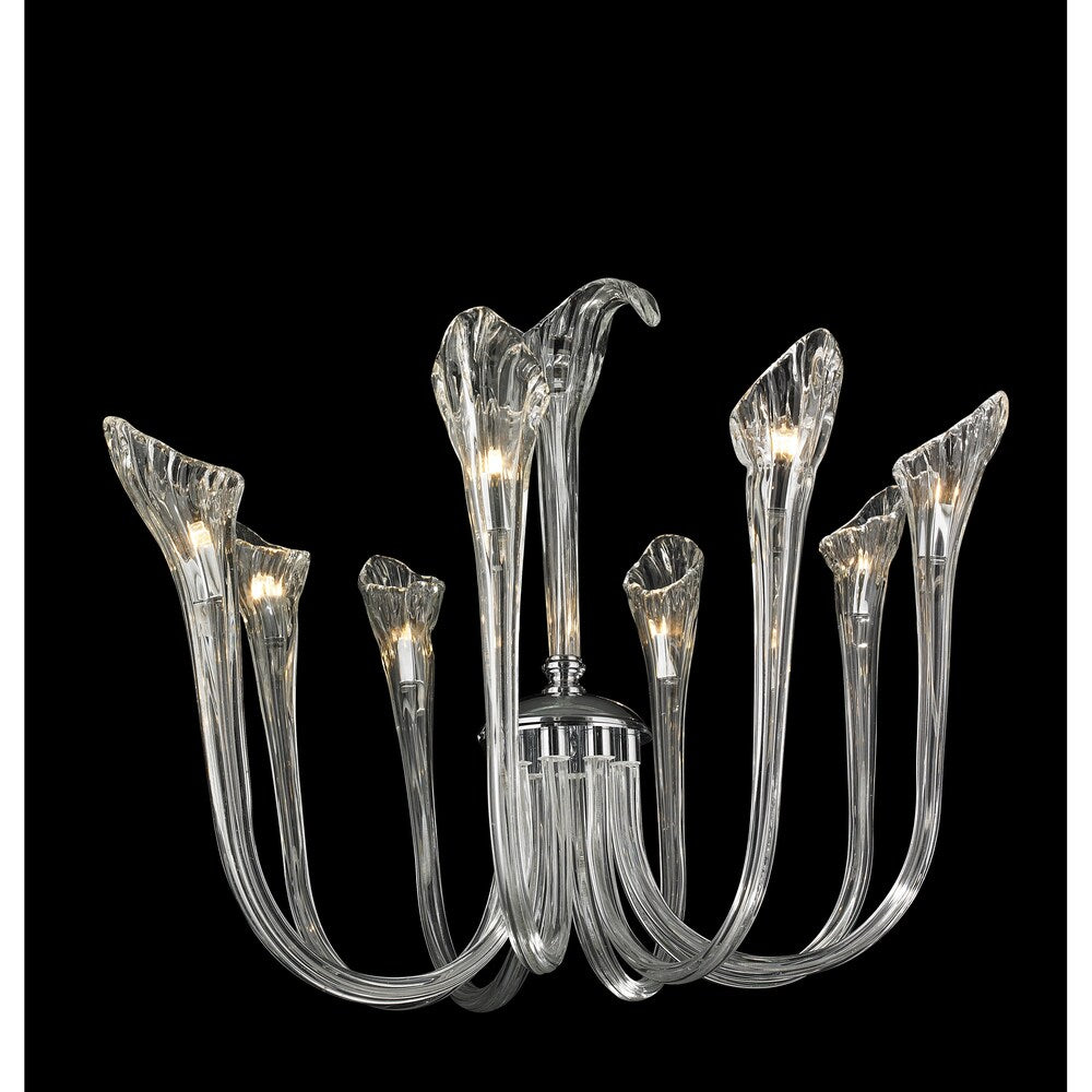 Venetian Italian Style 8 Light Fluted Blown Glass Chandelier Large 25" x 23"