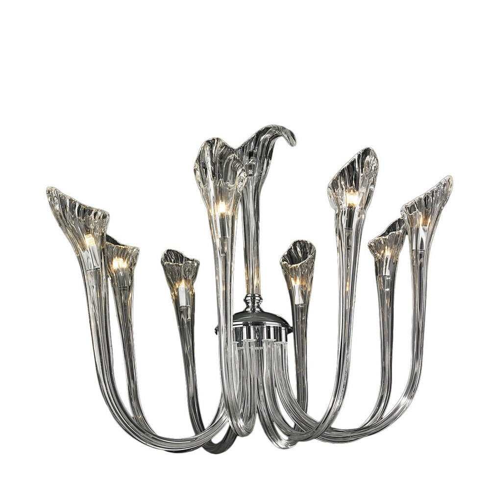 Venetian Italian Style 8 Light Fluted Blown Glass Chandelier Large 25" x 23"