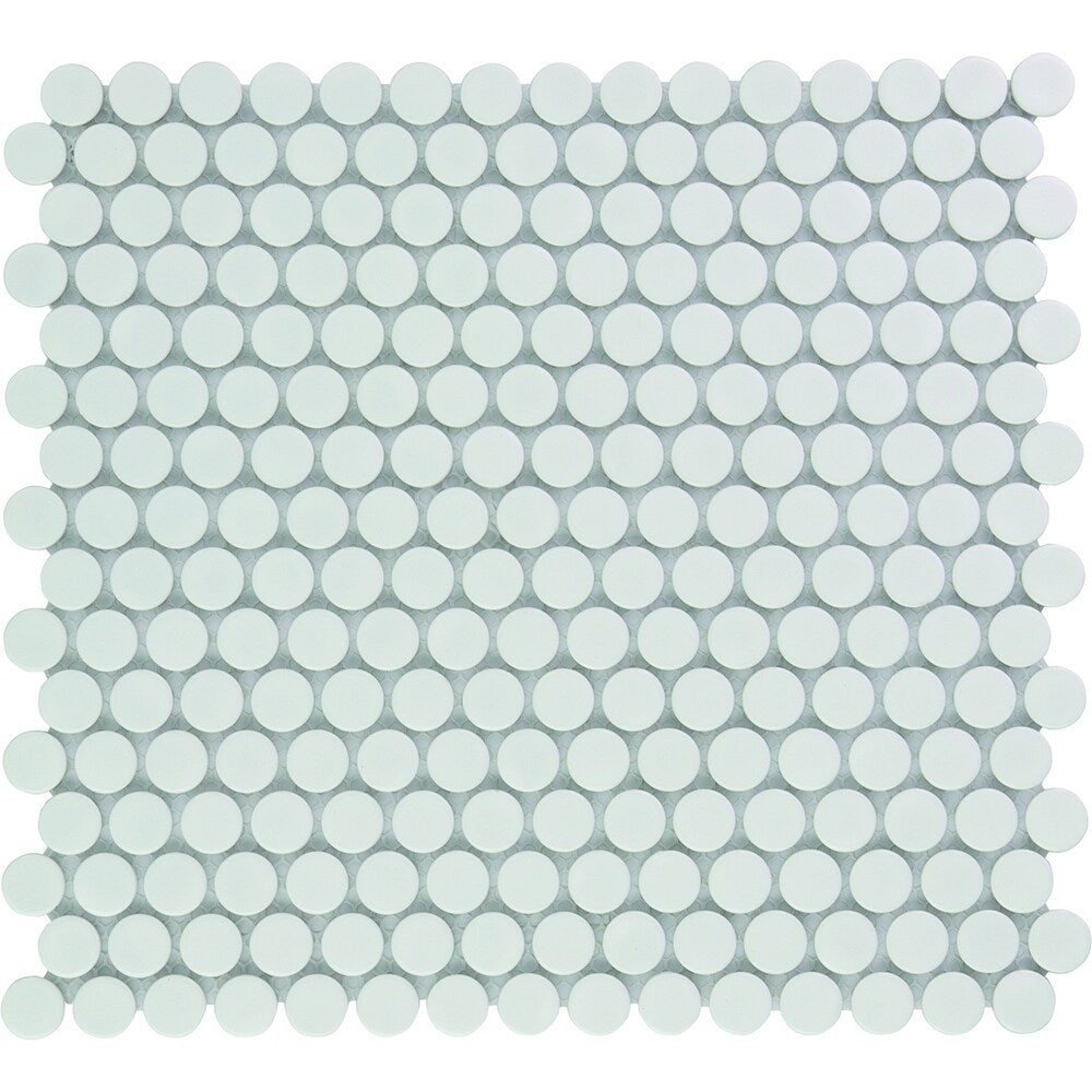 Venice Pennyround Glazed Porcelain Mosaic Tile Glossy Bright White