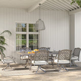 Ventura Cast Aluminum 7 Piece Rectangular Dining Set with 6 Swivel Rockers - N/A