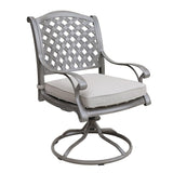 Ventura Cast Aluminum 7 Piece Rectangular Dining Set with 6 Swivel Rockers - N/A