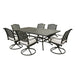 Ventura Cast Aluminum 7 Piece Rectangular Dining Set with 6 Swivel Rockers - N/A