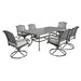Ventura Cast Aluminum 7 Piece Rectangular Dining Set with 6 Swivel Rockers - N/A