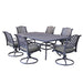 Ventura Cast Aluminum 7 Piece Rectangular Dining Set with 6 Swivel Rockers - N/A