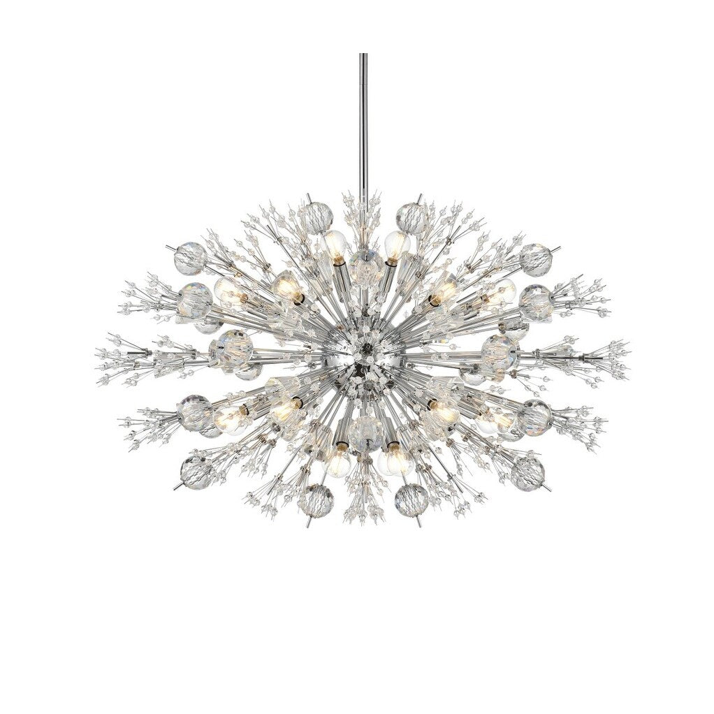 Vera 36 inch crystal starburst oval pendant in chrome - Exact Size