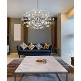 Vera 36 inch crystal starburst oval pendant in chrome - Exact Size