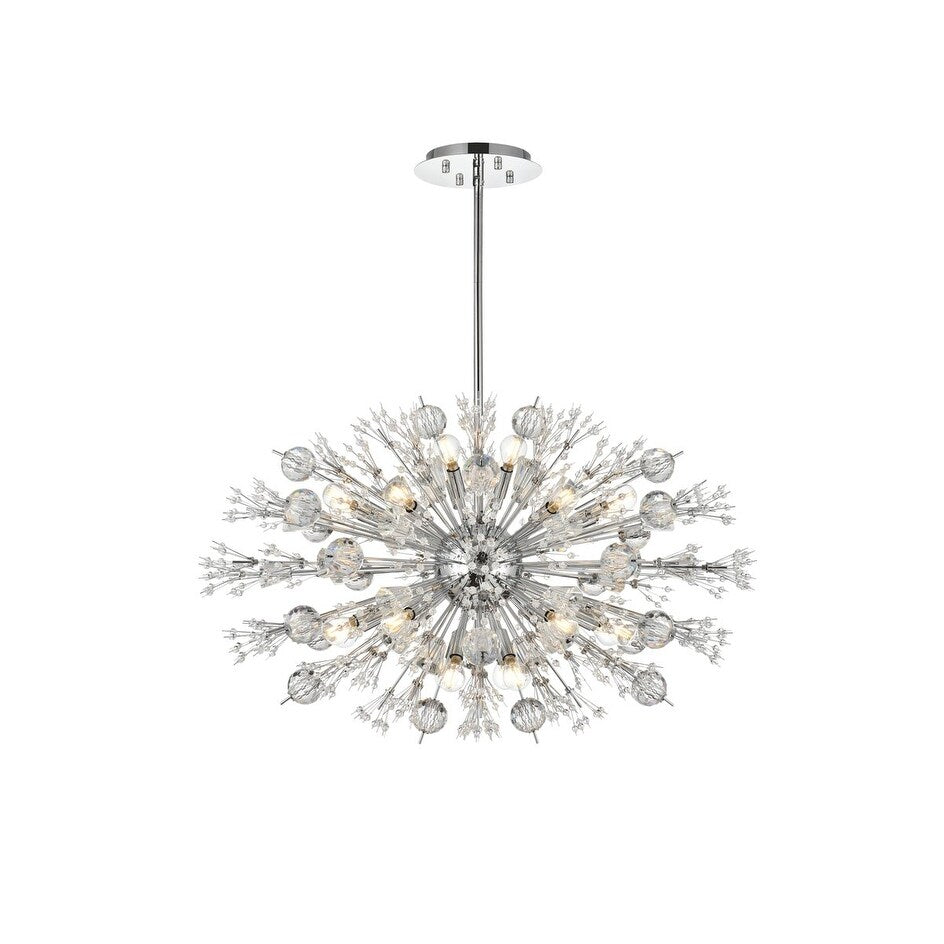 Vera 36 inch crystal starburst oval pendant in chrome - Exact Size