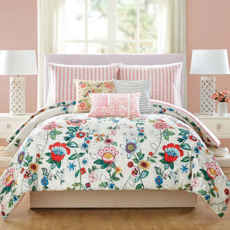 Vera Bradley Coral Floral Reversible Comforter Set