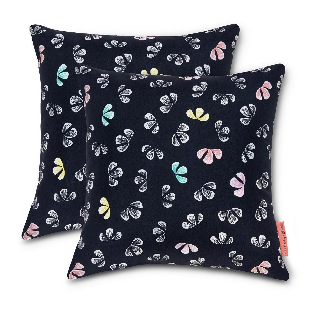 Vera Bradley by Classic Accessories Water-Resistant Accent Pillows, 18 x 18 x 8 Inch, 2 Pack