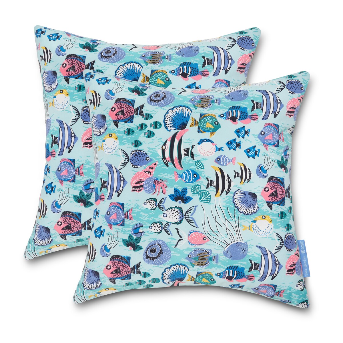 Vera Bradley by Classic Accessories Water-Resistant Accent Pillows, 18 x 18 x 8 Inch, 2 Pack