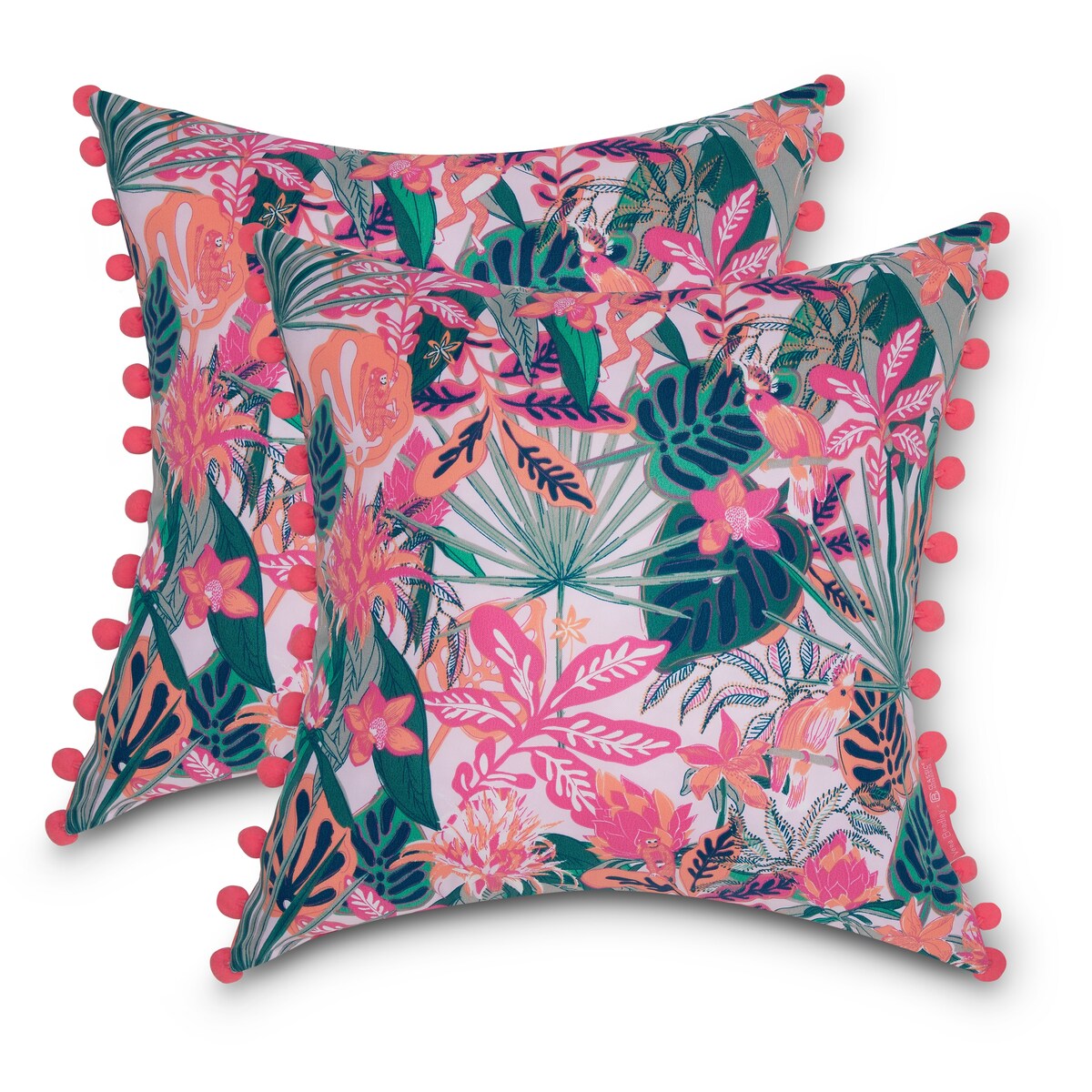 Vera Bradley by Classic Accessories Water-Resistant Accent Pillows, 18 x 18 x 8 Inch, 2 Pack