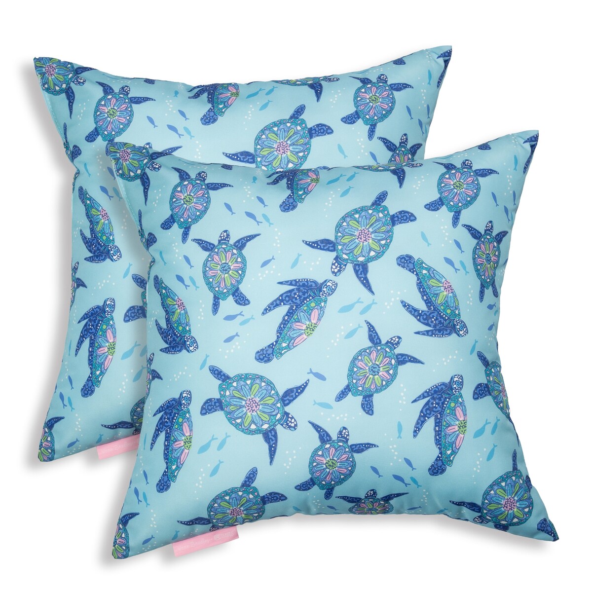 Vera Bradley by Classic Accessories Water-Resistant Accent Pillows, 18 x 18 x 8 Inch, 2 Pack