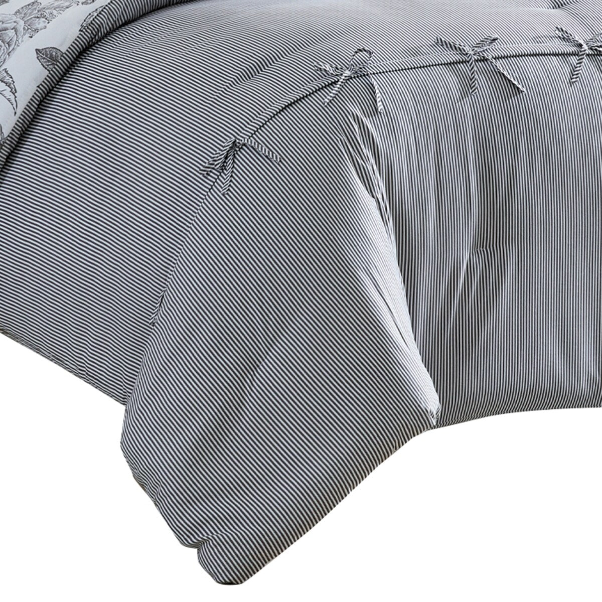 Veria 8 Piece King Comforter Set with Shoe Lace Design Accent The Urban Port, Gray