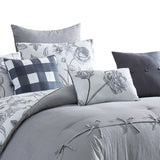 Veria 8 Piece King Comforter Set with Shoe Lace Design Accent The Urban Port, Gray