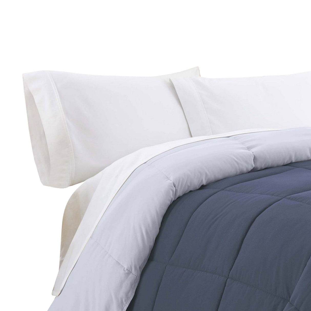 Veria Microfiber Twin Comforter with Stitched Block Pattern The Urban Port, Blue
