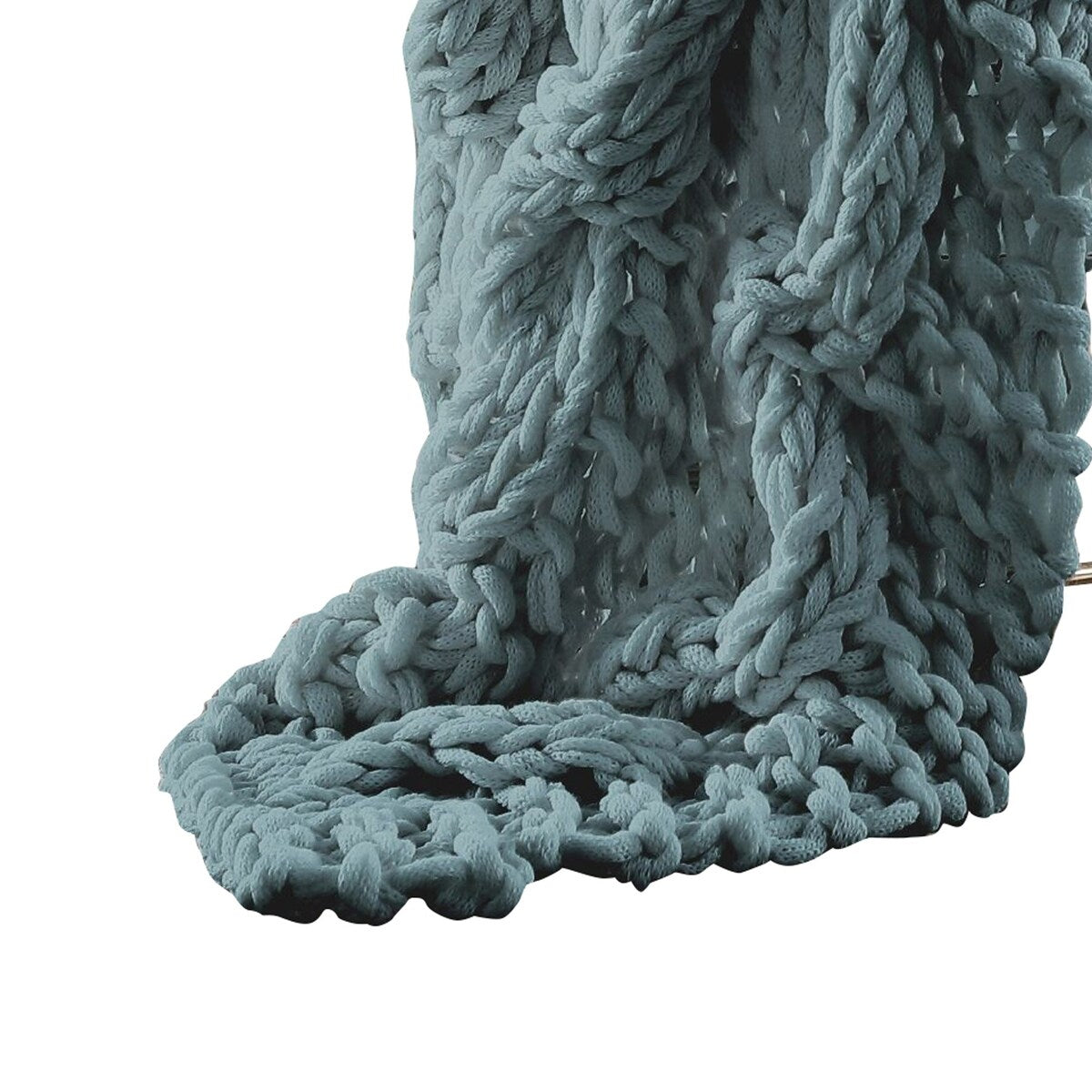 Veria Throw Blanket with Hand Knitted Acrylic Fabric The Urban Port, Blue