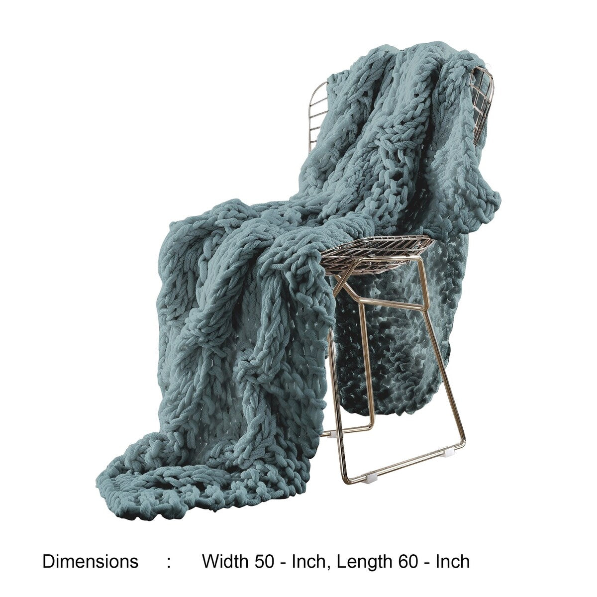 Veria Throw Blanket with Hand Knitted Acrylic Fabric The Urban Port, Blue
