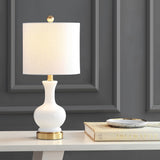 Vermont 22" Glass/Metal LED Table Lamp, White (Set of 2) by JONATHAN Y