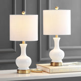 Vermont 22" Glass/Metal LED Table Lamp, White (Set of 2) by JONATHAN Y