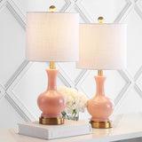 Vermont 22" Glass/Metal LED Table Lamp, White (Set of 2) by JONATHAN Y