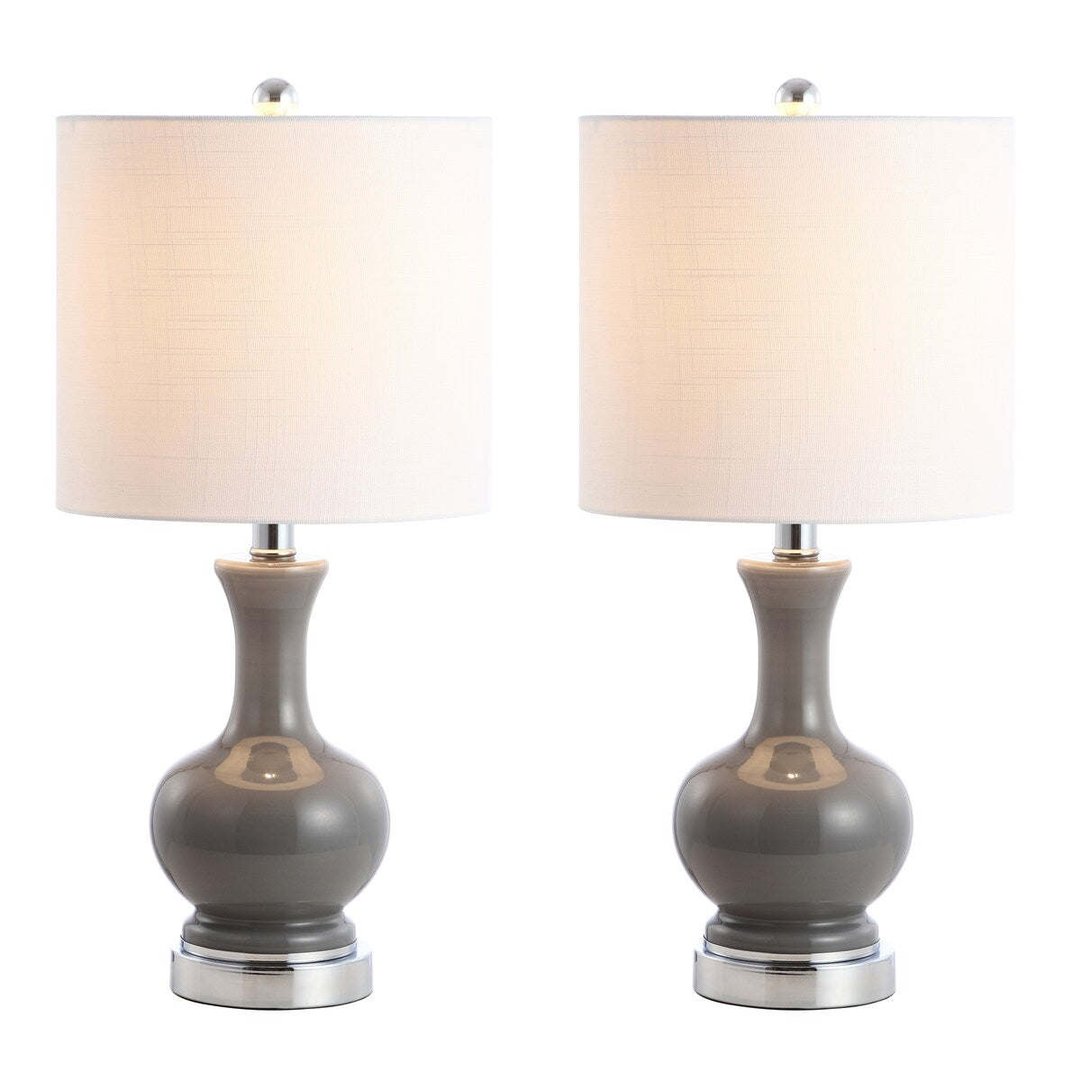 Vermont 22" Glass/Metal LED Table Lamp, White (Set of 2) by JONATHAN Y