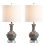 Vermont 22" Glass/Metal LED Table Lamp, White (Set of 2) by JONATHAN Y